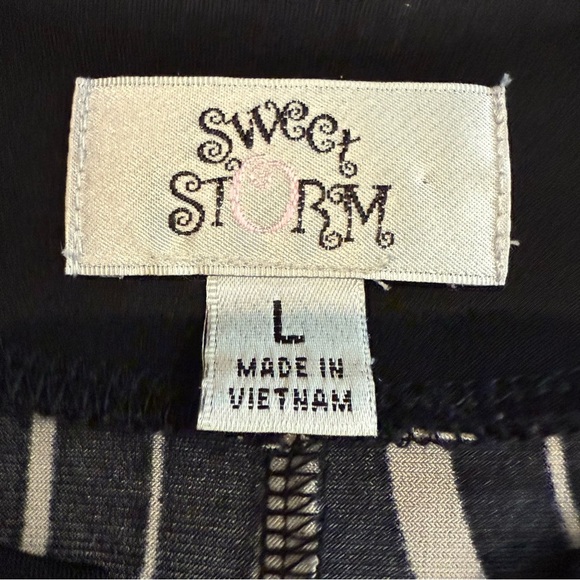 Sweet Storm Black Cream Sheath Midi Dress Scoop Keyhole Neck Short Sleeve Women - Picture 9 of 10